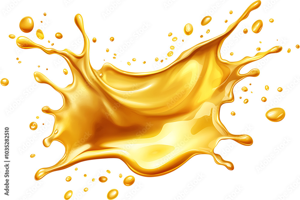 Golden oil splash captured in a realistic 3D. Golden oil splash captured in a realistic 3D.
