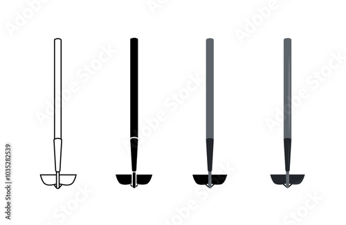 Hoe icon set. Instrument tillage