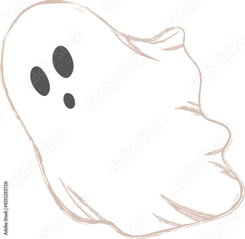 Illustration of Surprised Ghost for Halloween in Flat Style. Vector