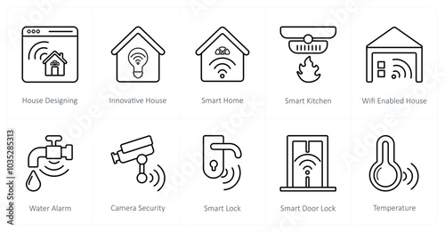 A set of 10 Smart Home icons as house designing, innovative house, smart home