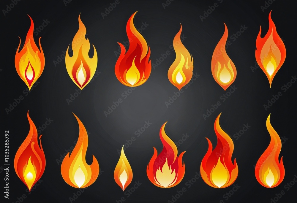 Blazing Graphic Elements of Danger, Flame Symbols Graphic Blazing Graphic Elements of Danger, Flame Symbols Graphic