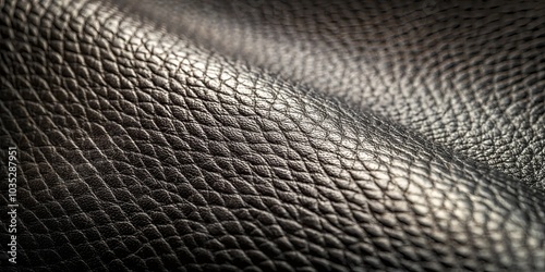 A Close-up of the Textured Surface of Dark Leather, Its Grainy Pattern Revealed in Soft Lighting