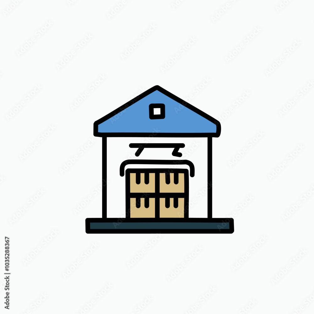 Warehouse icon. Logistics, transportation, distribution, distribution. Vector illustration