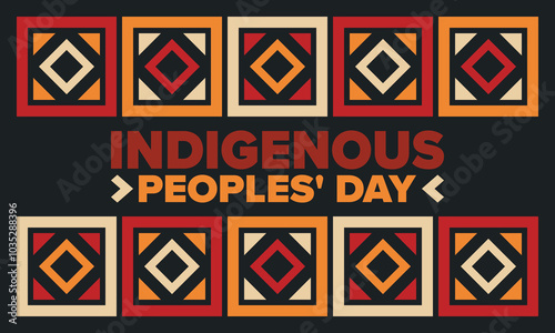 Indigenous Peoples' Day. Native American Day. American Indian culture. Heritage Month. Celebrate annual in United States. Tradition pattern. Poster, card, banner and background. Vector illustration
