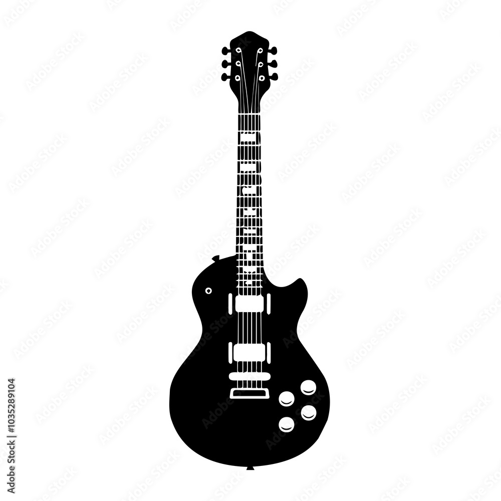 Naklejka premium Black Silhouette of Electric Guitar