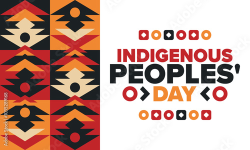 Indigenous Peoples' Day. Native American Day. American Indian culture. Heritage Month. Celebrate annual in United States. Tradition pattern. Poster, card, banner and background. Vector illustration