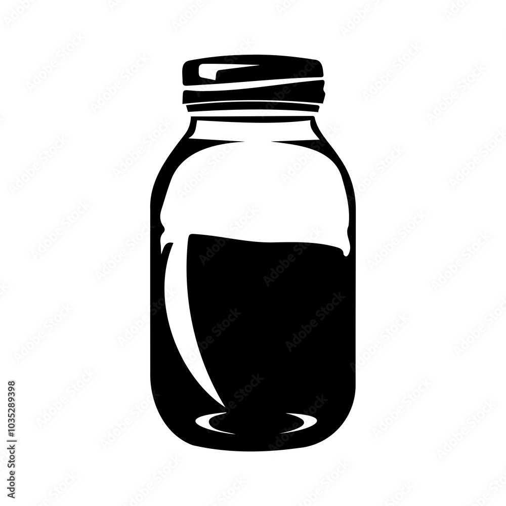 Glass jar silhouette with cap illustration Glass jar silhouette with cap illustration