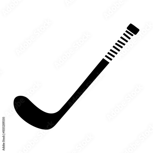 Silhouette of a Hockey Stick on White Background