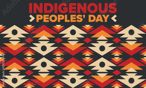 Indigenous Peoples' Day. Native American Day. American Indian culture. Heritage Month. Celebrate annual in United States. Tradition pattern. Poster, card, banner and background. Vector illustration