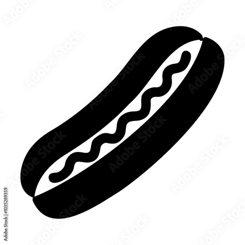 Black silhouette of a classic hotdog icon