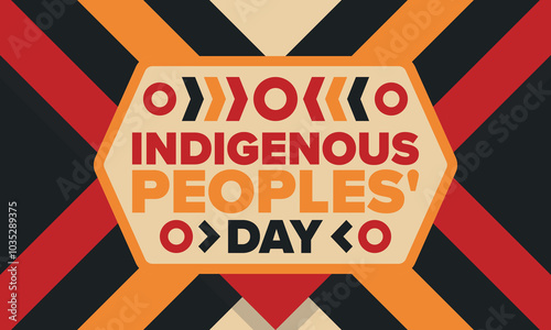 Indigenous Peoples' Day. Native American Day. American Indian culture. Heritage Month. Celebrate annual in United States. Tradition pattern. Poster, card, banner and background. Vector illustration