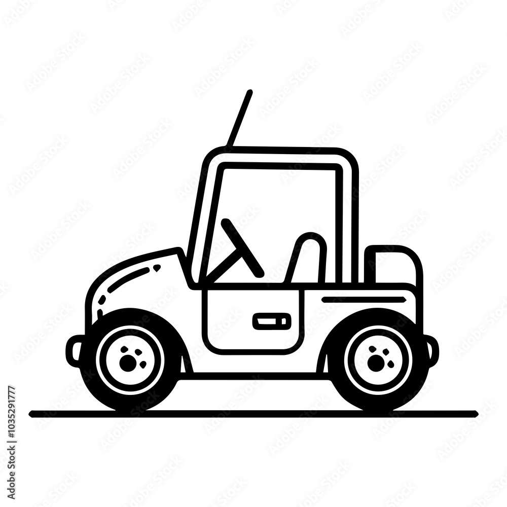 Fototapeta premium Simple Line Art of a Small Car Illustration