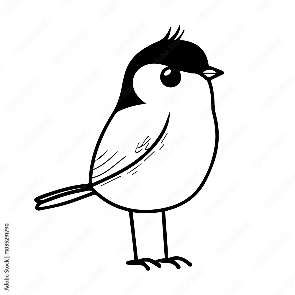Obraz premium Cute Minimalist Bird Illustration in Black and White