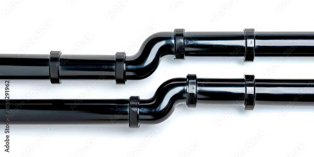 Two black pipes are shown with a white background Two black pipes are shown with a white background