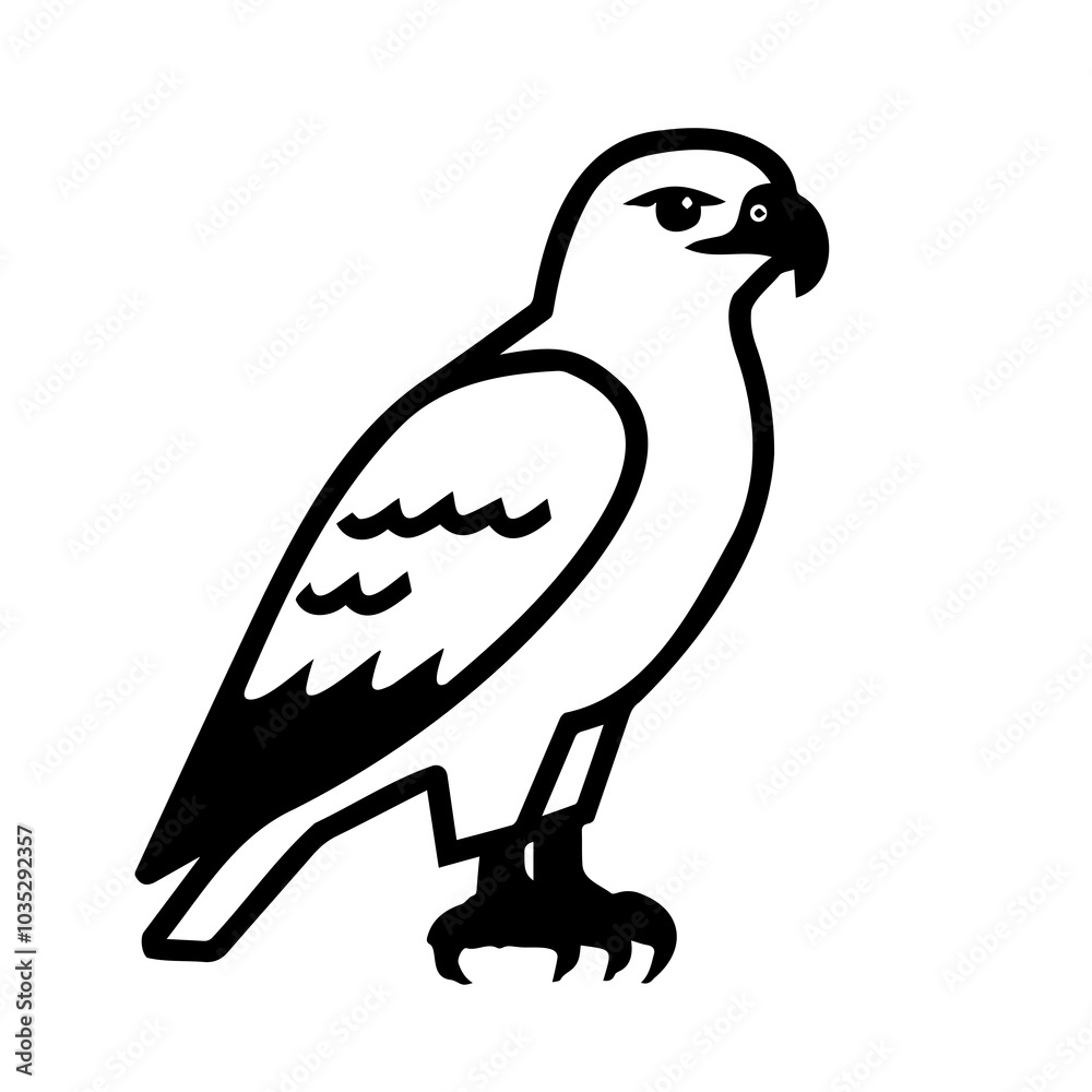Fototapeta premium Simple Black and White Falcon Illustration