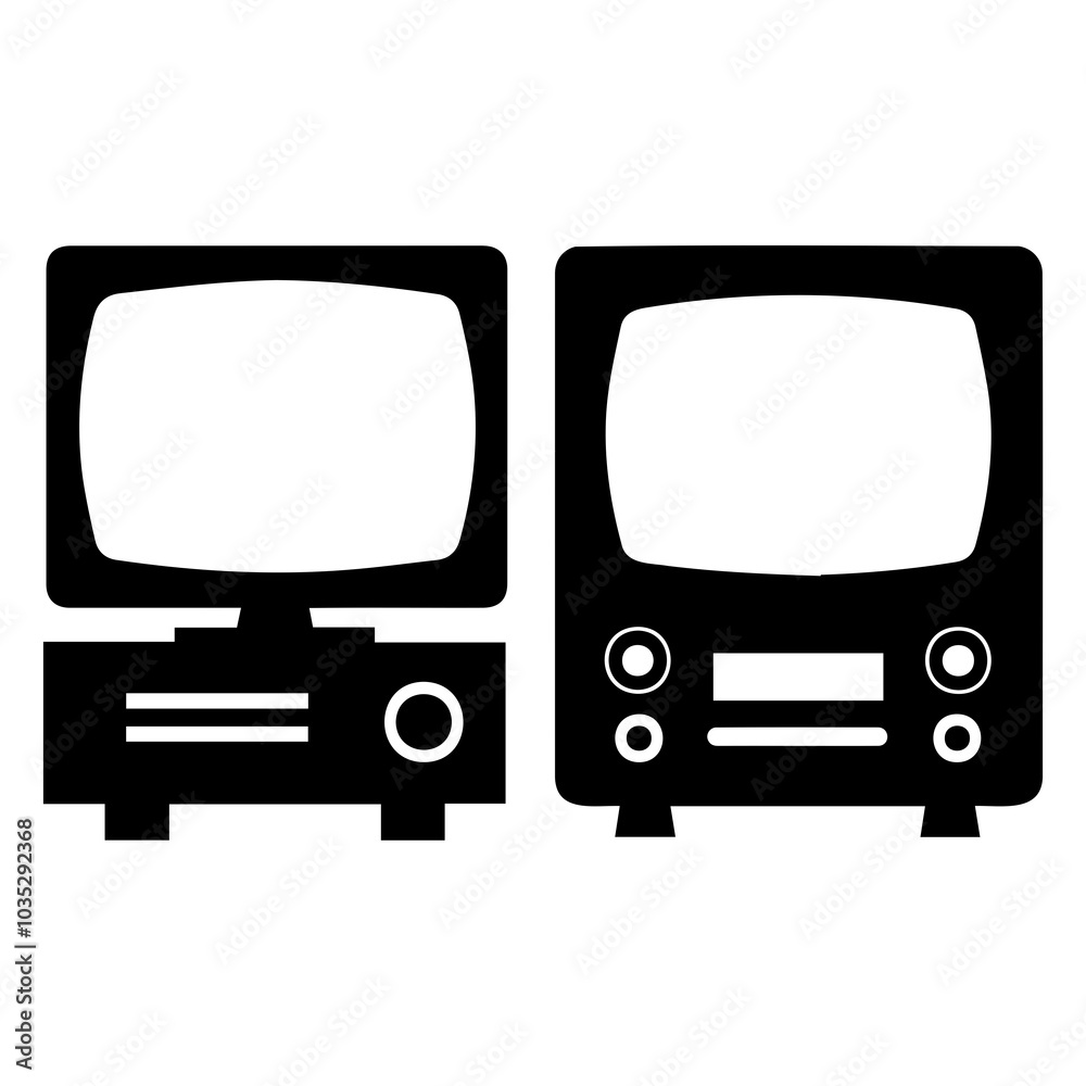 Retro Television and Computer Icon Illustrations Retro Television and Computer Icon Illustrations