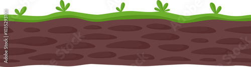 Fotografía Soil layer. Seamless game ground with cartoon dirt