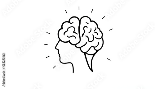 doodle symbol of psychology isolated with white highlights, png