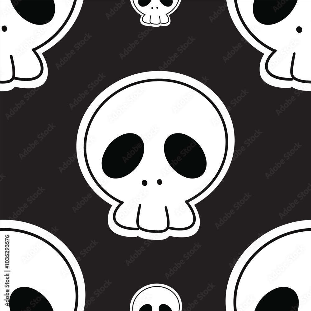Fototapeta premium bones pattern with ghosts on black background. 