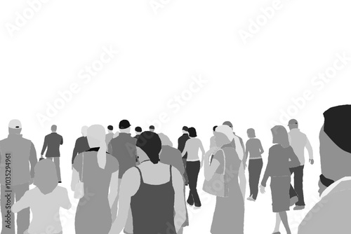 Crowd of people silhouettes. Exceptionally Large Crowd Of Silhouettes. Vector illustration