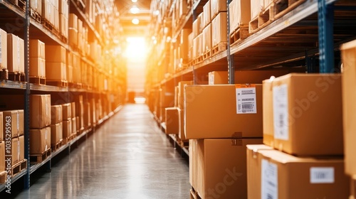 Warehouse storage with barcoded boxes, efficient inventory tracking system