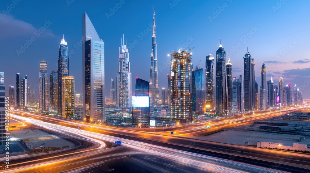 Obraz premium Dynamic Cityscape Night View from Above
