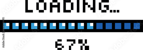 Loading element. Progress bar in pixel game style