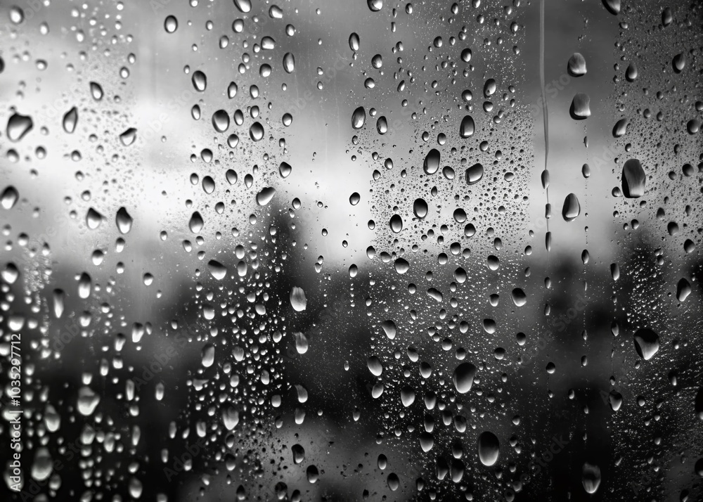 Black and White Rain Drops on Window - Captivating Glass Texture for Atmospheric Photography Black and White Rain Drops on Window - Captivating Glass Texture for Atmospheric Photography
