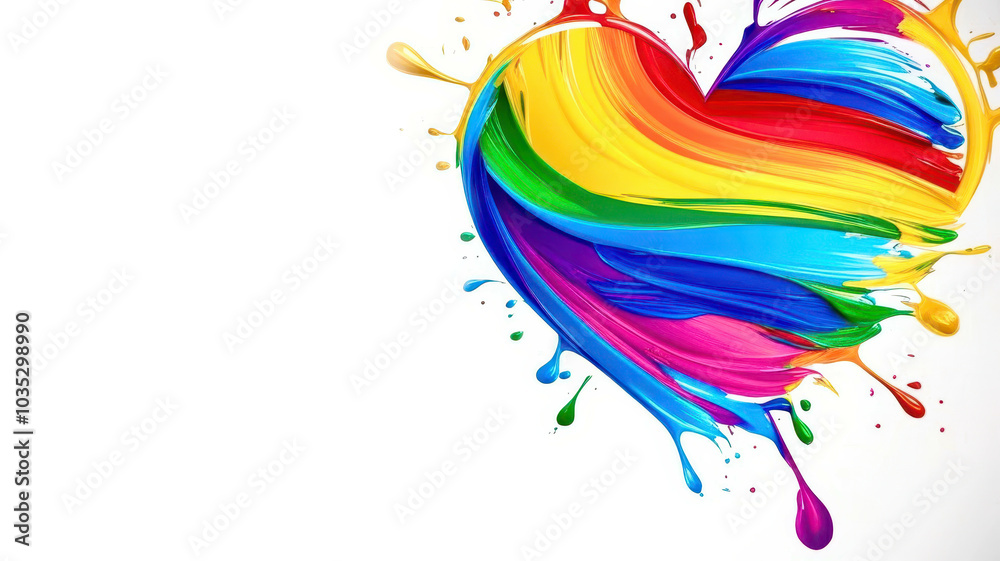 Fototapeta premium A colorful heart with rainbow colors splattered on it