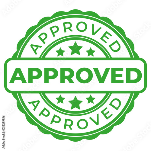 Approved rubber stamp, sticker, sign