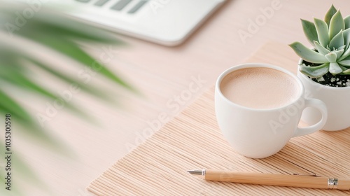 Simple Coffee Cup on a Minimalist Desk photo