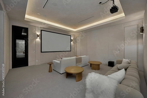 Foto Modern home theater with minimalist design