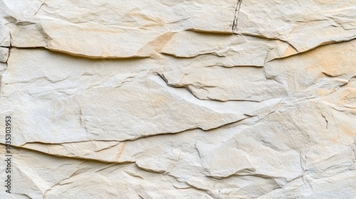 A close-up view of textured, layered stone featuring a natural, light-colored surface with subtle variations and patterns.