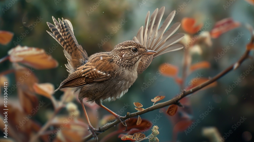 Obraz premium Close-Up of a Brown Bird Perched on a Branch