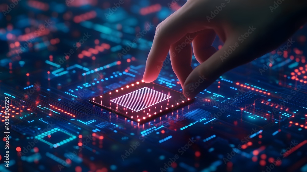 Artificial intelligence (AI) with machine deep learning and data mining and another modern computer technologies UI by hand touching CPU icon. Artificial intelligence (AI) with machine deep learning and data mining and another modern computer technologies UI by hand touching CPU icon.