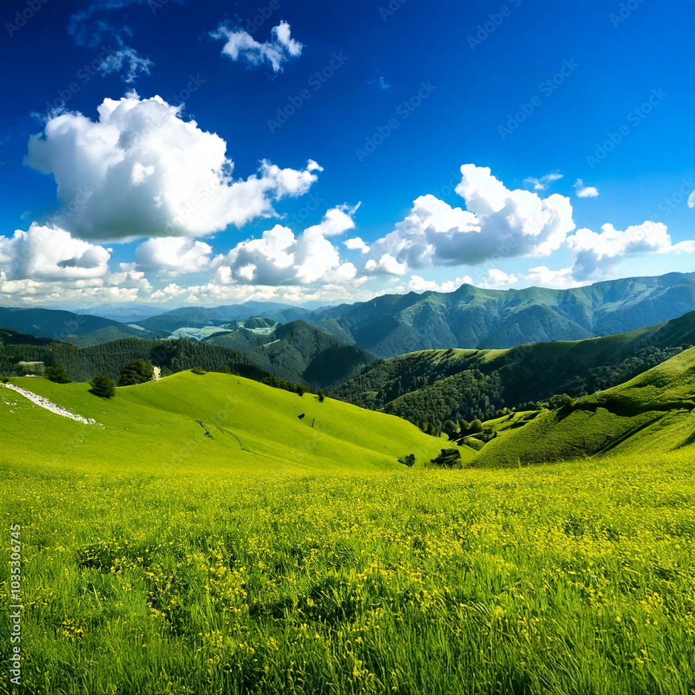 field and sky with clouds