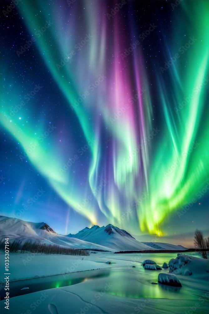 Mesmerizing Aurora Borealis Background with Vibrant Northern Lights Display Mesmerizing Aurora Borealis Background with Vibrant Northern Lights Display