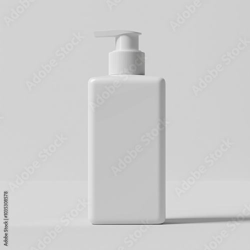 3D cosmetic white soap bottle mockup with a square shape