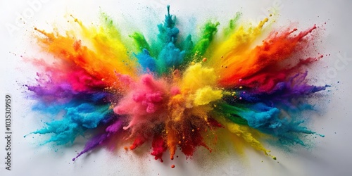 Rainbow Powder Explosion, Color Burst, Abstract Art, color, explosion, powder