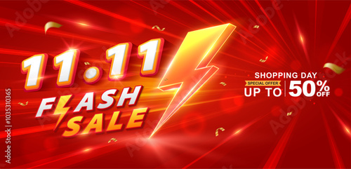 11.11 discount flash sale background. Vector illustration for shopping day, online shopping, special Offer coupon, voucher, banner template, websites, social media advertising.