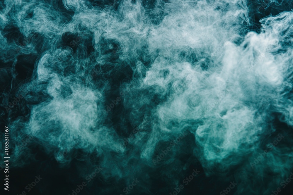 Whiffs of green glowing smoke and swirls of aromatic colorful incense against a Black background. Dramatic haze effect for a spooky Halloween background. with generative ai Whiffs of green glowing smoke and swirls of aromatic colorful incense against a Black background. Dramatic haze effect for a spooky Halloween background. with generative ai