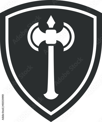 Warrior shield black icon. War knight symbol