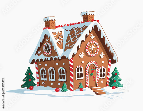 Gingerbread house isolated on a white background