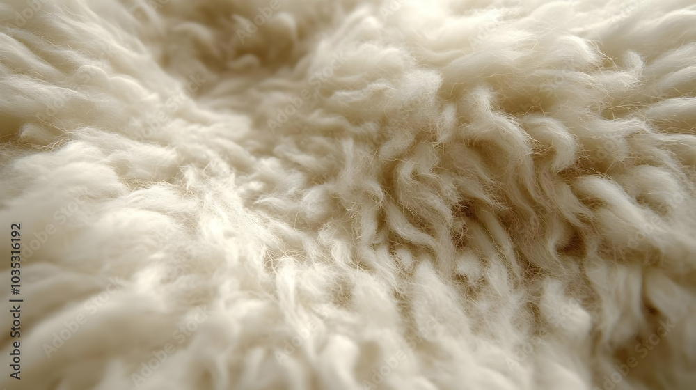 Close-Up of Soft White Fur Texture, Fluffy and Gentle, Natural Textile with Detailed Patterns