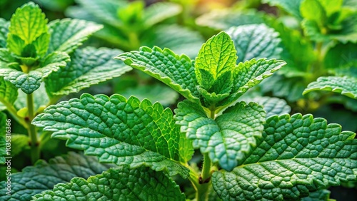 Herb garden featuring lemon balm plant