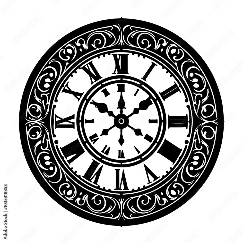 White And black abastrac vector Silhouettes background Clock graphic White And black abastrac vector Silhouettes background Clock graphic
