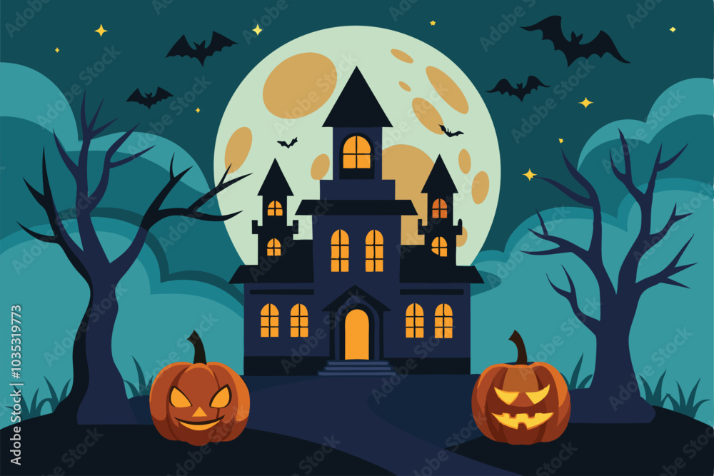 Fototapeta premium Halloween hunted background - Generative AI