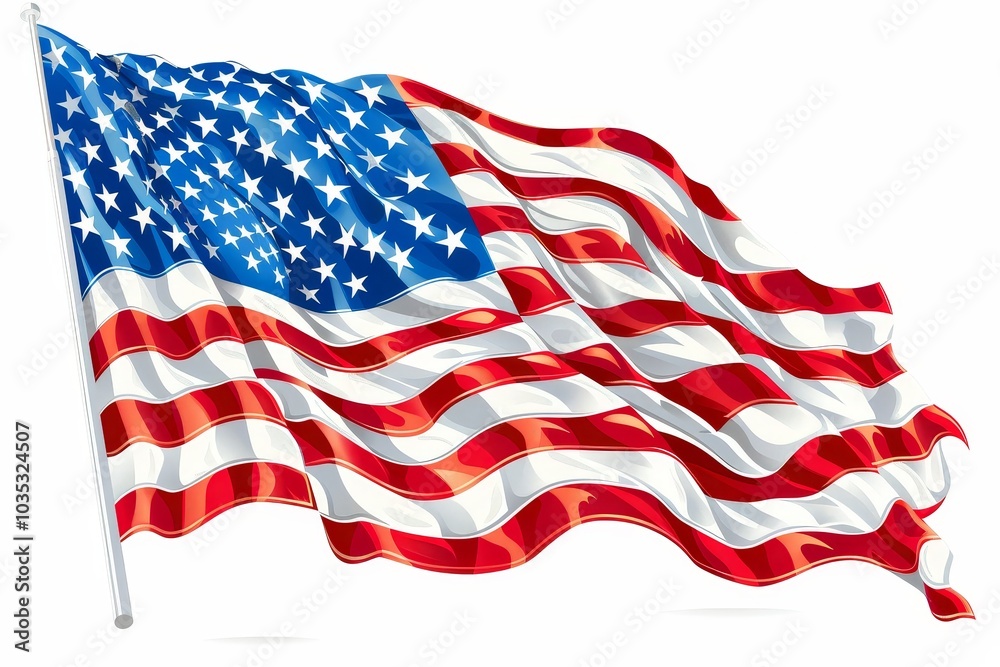 Fototapeta premium Waving American Flag - Patriotic Symbol of Freedom