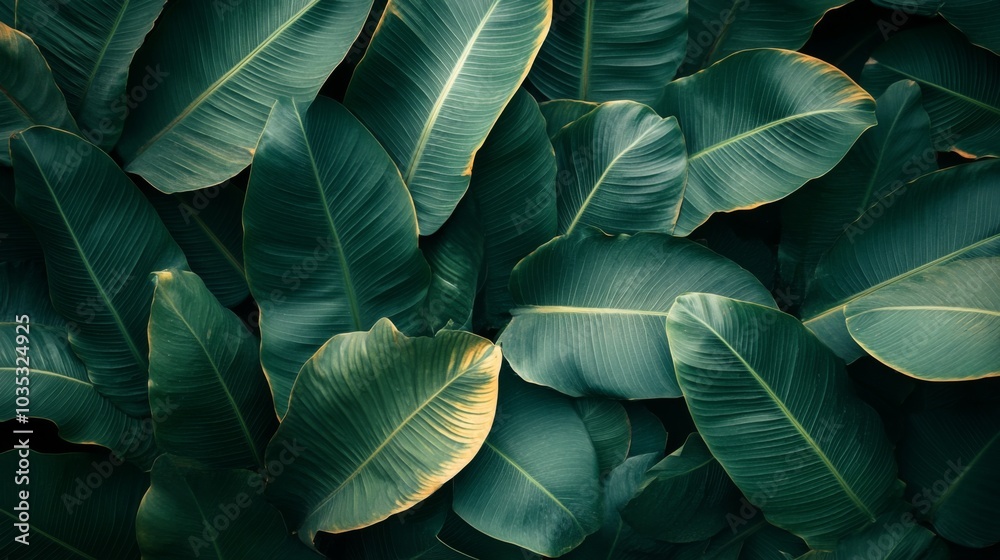 A Lush Arrangement of Green Tropical Leaves A Lush Arrangement of Green Tropical Leaves