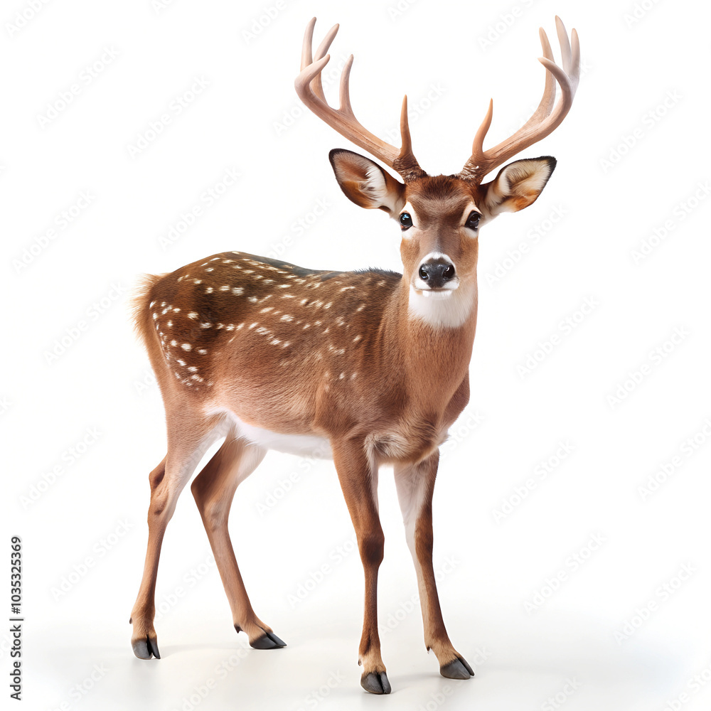 close-up face of deer with white background close-up face of deer with white background